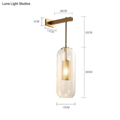 Nordic modern decor brass and glass wall lamp for bedroom