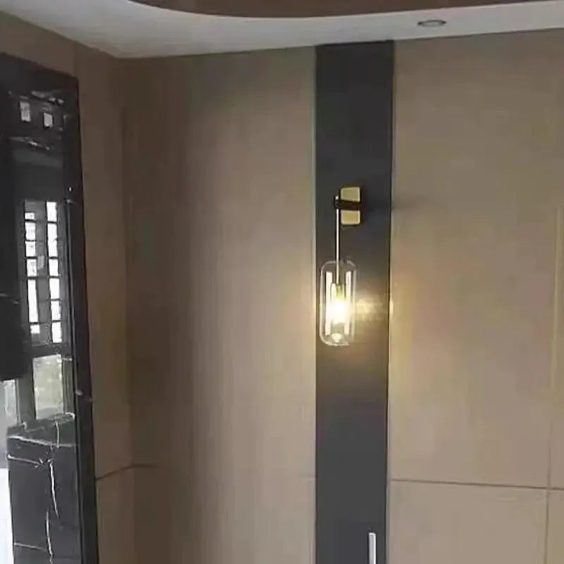 Nordic modern decor brass and glass wall lamp for bedroom