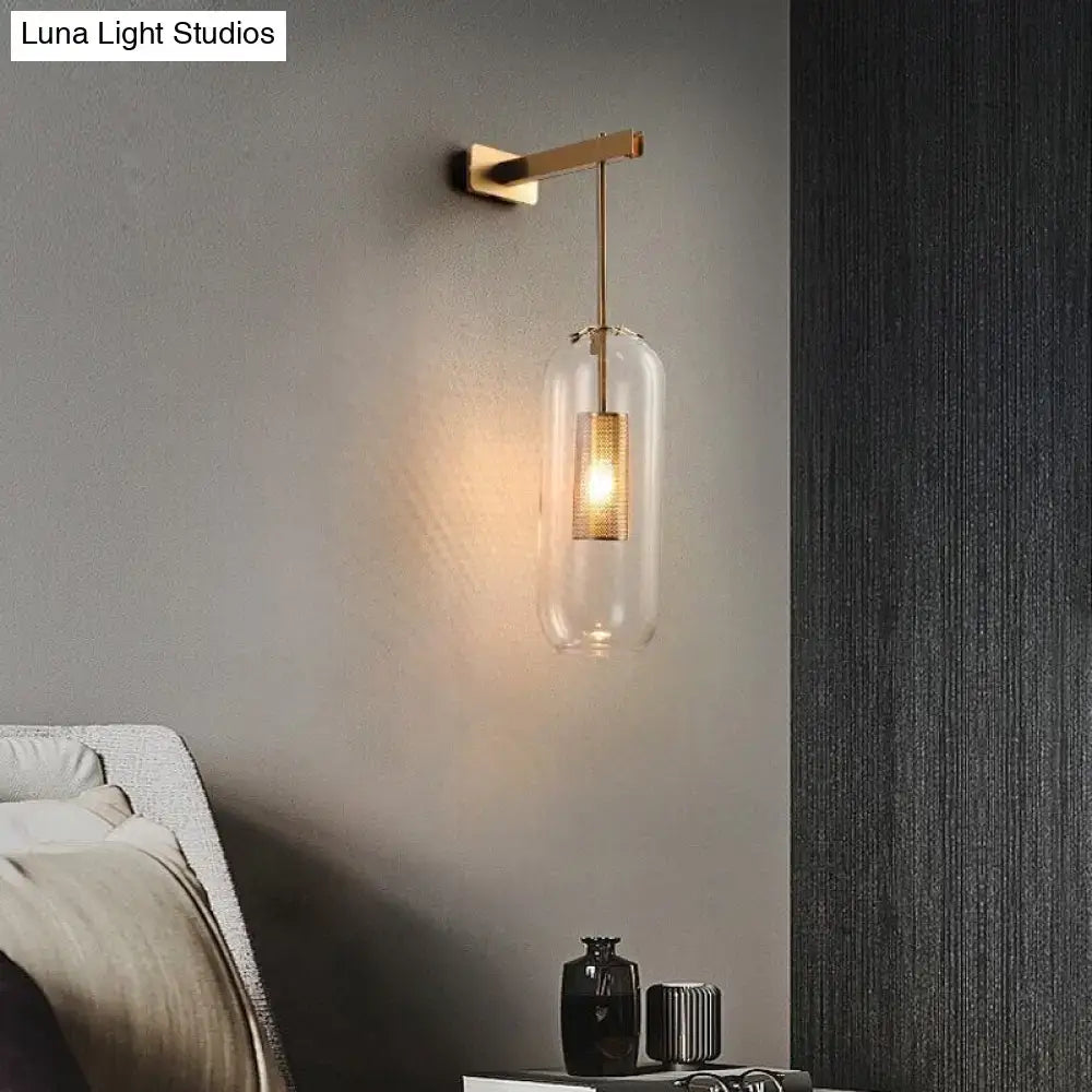Nordic modern decor brass and glass wall lamp for bedroom