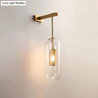 Nordic modern decor brass and glass wall lamp for bedroom