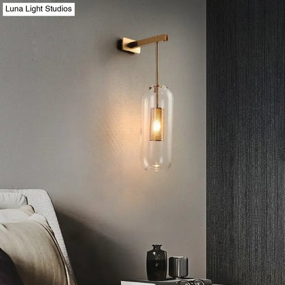 Nordic modern decor brass and glass wall lamp for bedroom