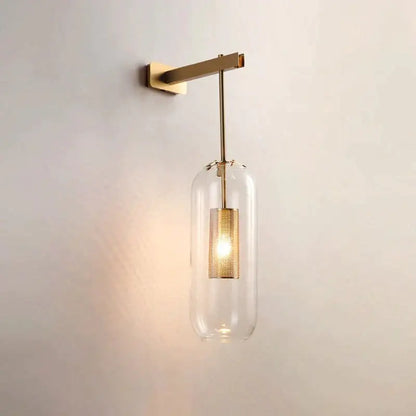 Nordic modern decor brass and glass wall lamp for bedroom