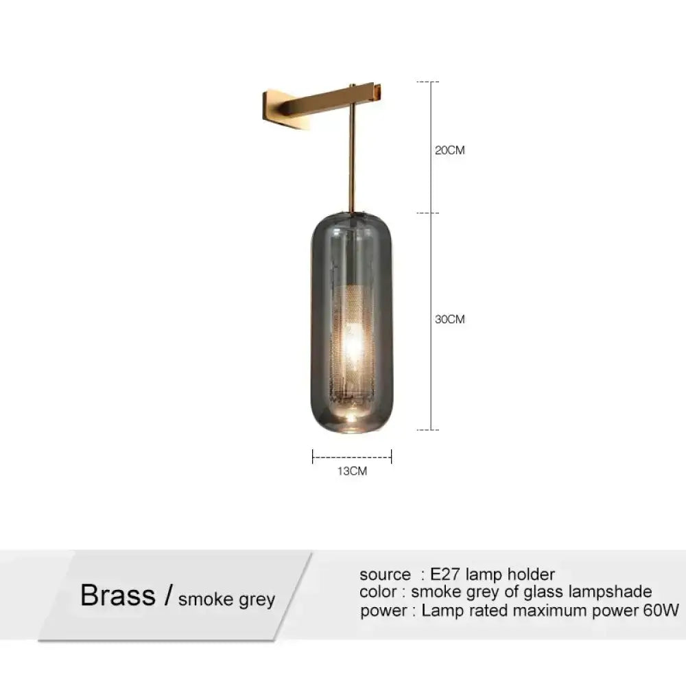 Nordic modern decor brass and glass wall lamp for bedroom