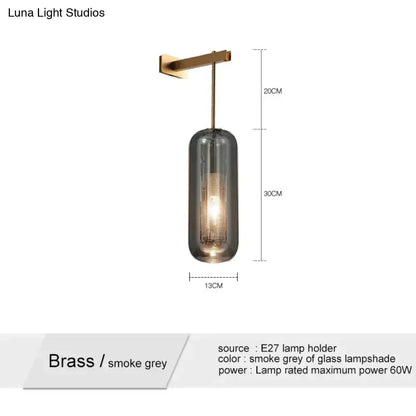 Nordic modern decor brass and glass wall lamp for bedroom