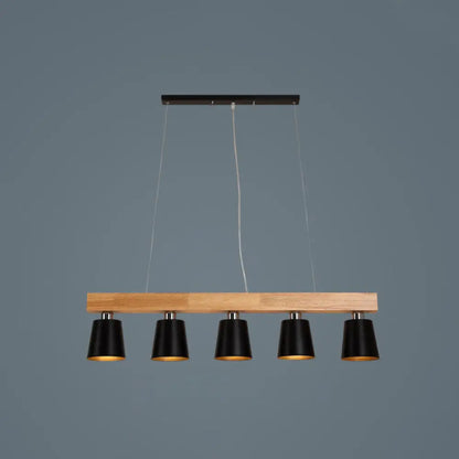 DecorBites™ Nordic Modern Wood Island Pendant with Metal Lampshade: Stylish Hanging Lamp for Work Rooms
