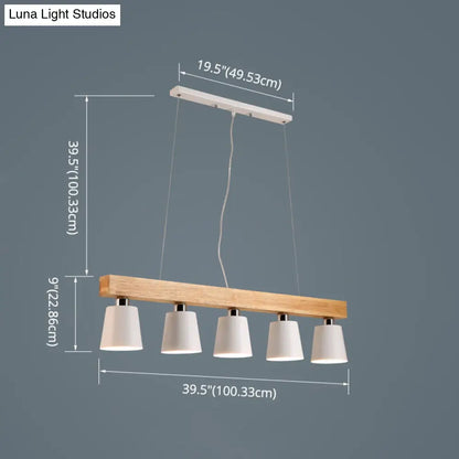 DecorBites™ Nordic Modern Wood Island Pendant with Metal Lampshade: Stylish Hanging Lamp for Work Rooms
