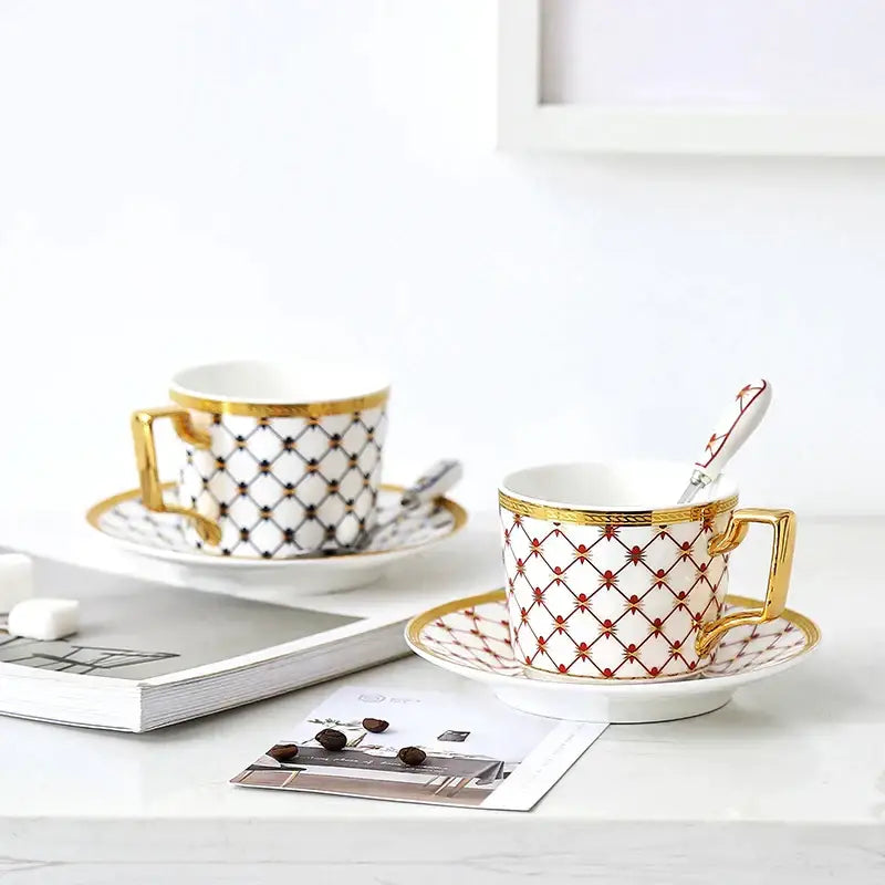 Nordic navy & gold bone china coffee set dining room porcelain cup