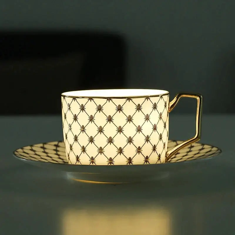 Nordic navy & gold bone china coffee set dining room porcelain cup
