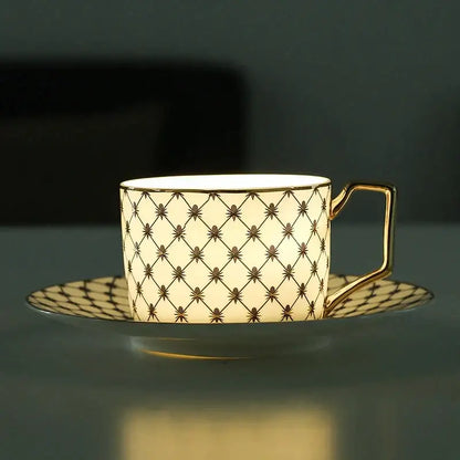 Nordic navy & gold bone china coffee set dining room porcelain cup