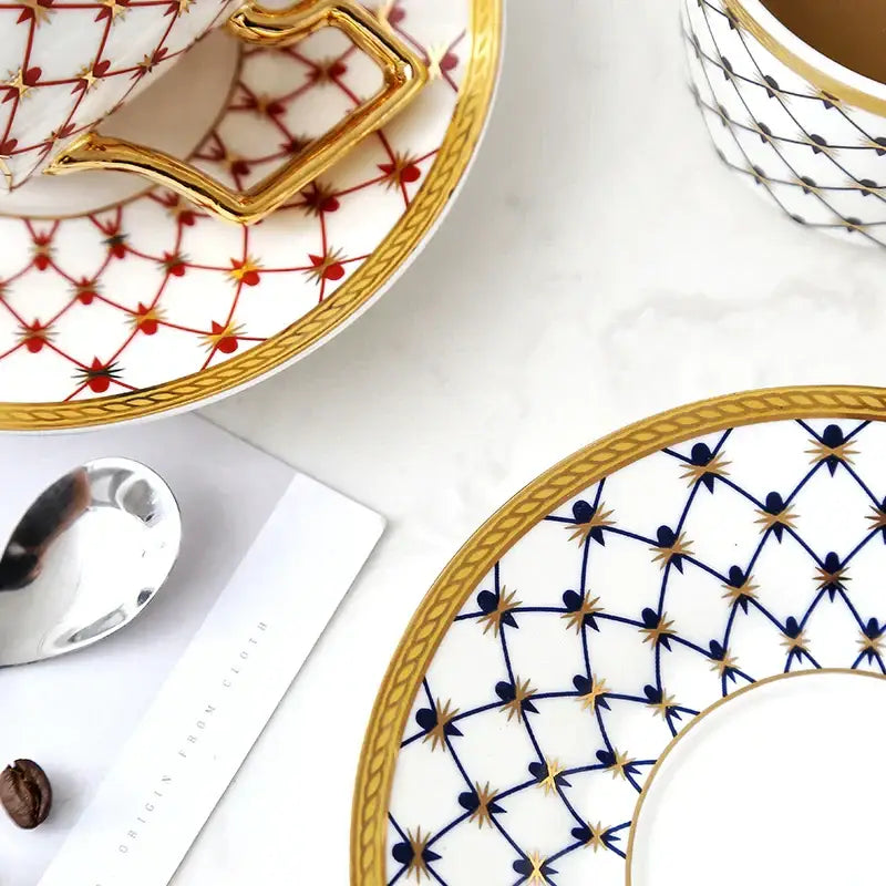 Nordic navy & gold bone china coffee set dining room porcelain cup