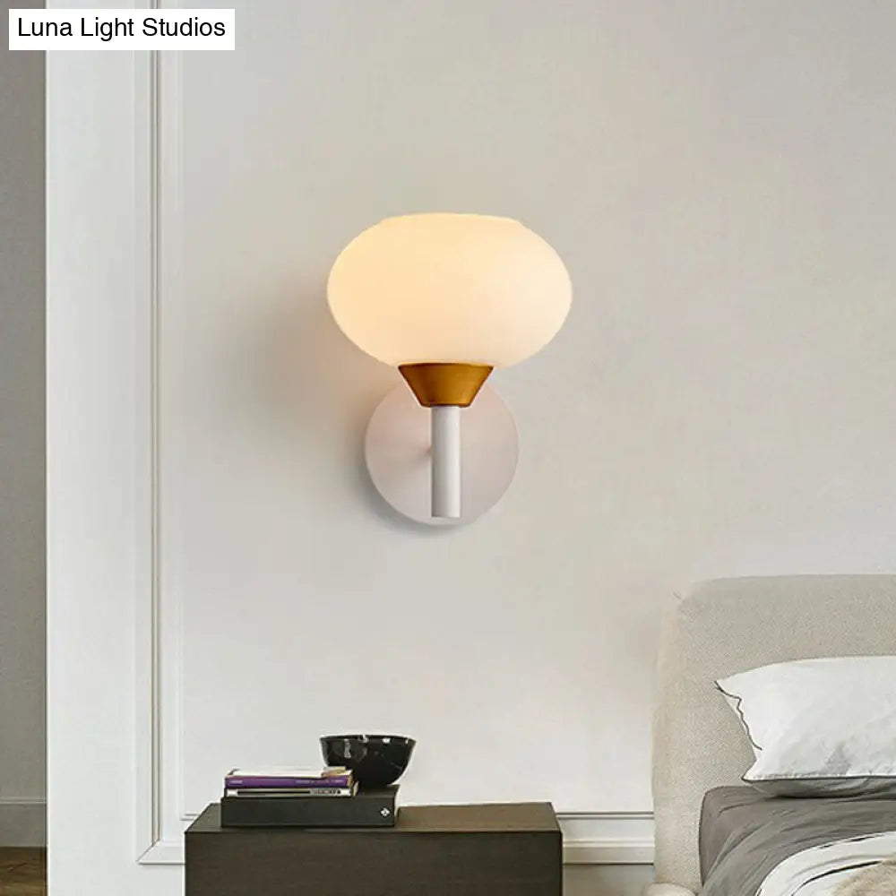 DecorBites™ Nordic Opal Glass Wall Sconce with White Bud Shape and 1 Bulb Mounting