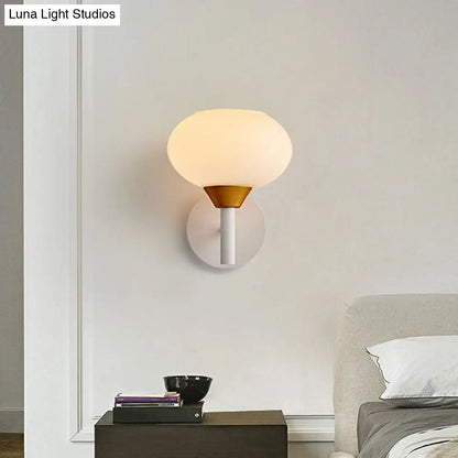 DecorBites™ Nordic Opal Glass Wall Sconce with White Bud Shape and 1 Bulb Mounting