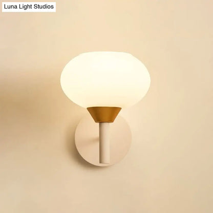 DecorBites™ Nordic Opal Glass Wall Sconce with White Bud Shape and 1 Bulb Mounting