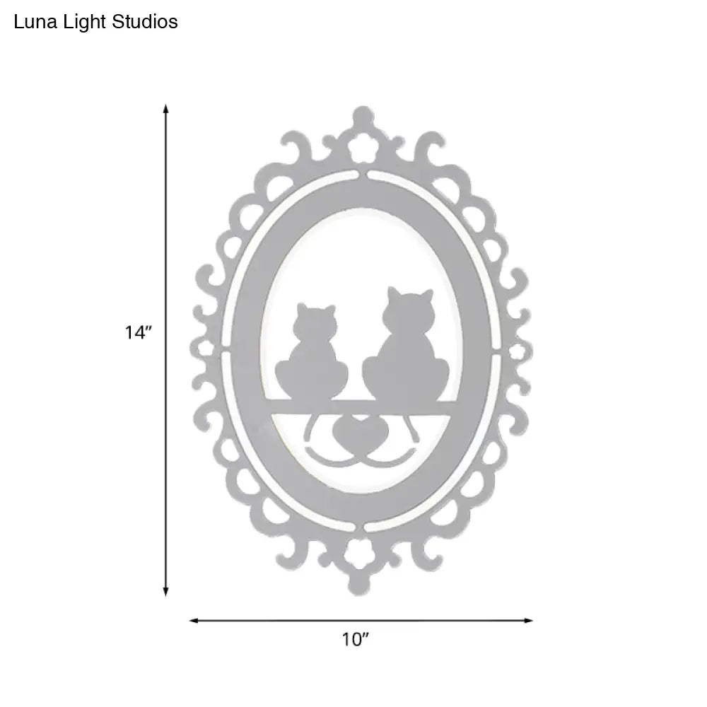 DecorBites™ Nordic Oval Frame Kitten Kitchen Wall Light with LED Acrylic, White