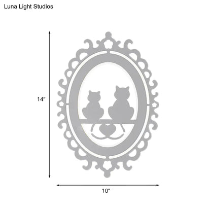 DecorBites™ Nordic Oval Frame Kitten Kitchen Wall Light with LED Acrylic, White