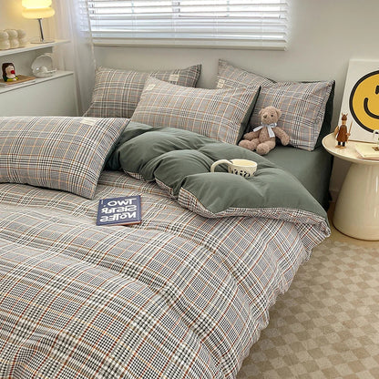 DecorBites™ Nordic Plaid Cotton Bedding Set - Queen/King