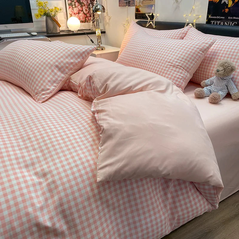 DecorBites™ Nordic Plaid Cotton Bedding Set - Queen/King