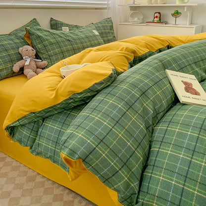 DecorBites™ Nordic Plaid Cotton Bedding Set - Queen/King