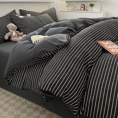DecorBites™ Nordic Plaid Cotton Bedding Set - Queen/King