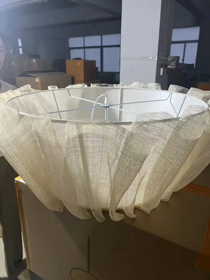 Nordic pleated creamy white fabric pendant light for dining room