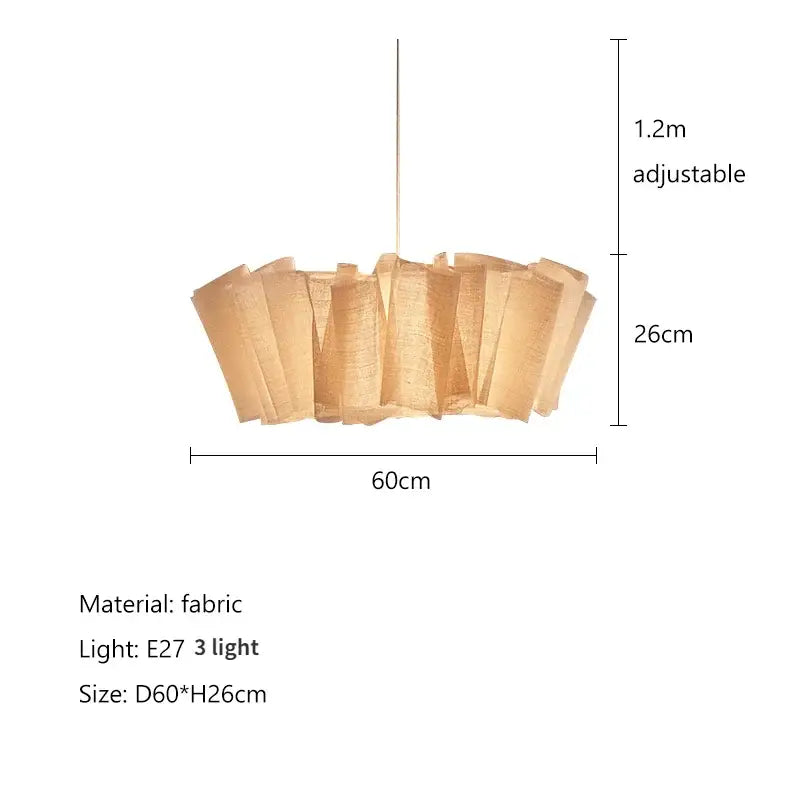 Nordic pleated creamy white fabric pendant light for dining room