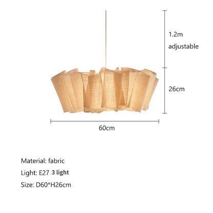 Nordic pleated creamy white fabric pendant light for dining room