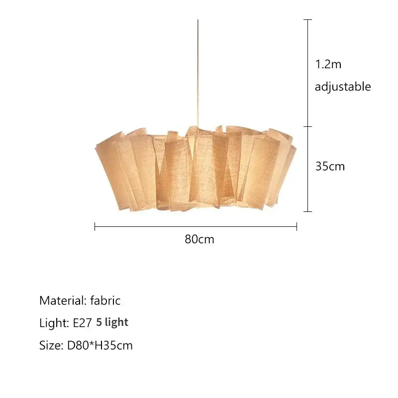 Nordic pleated creamy white fabric pendant light for dining room
