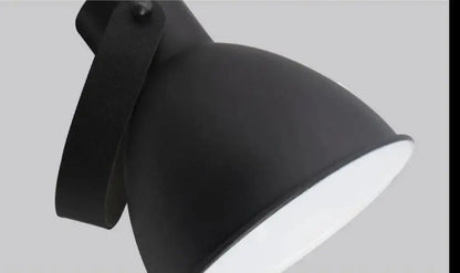 Black finish algunda plug wall sconce bedroom metal light with leather strap