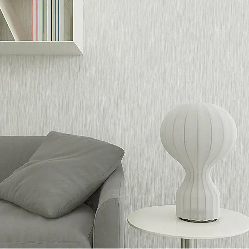 Nordic ribbed white silk table lamp for bedroom decor