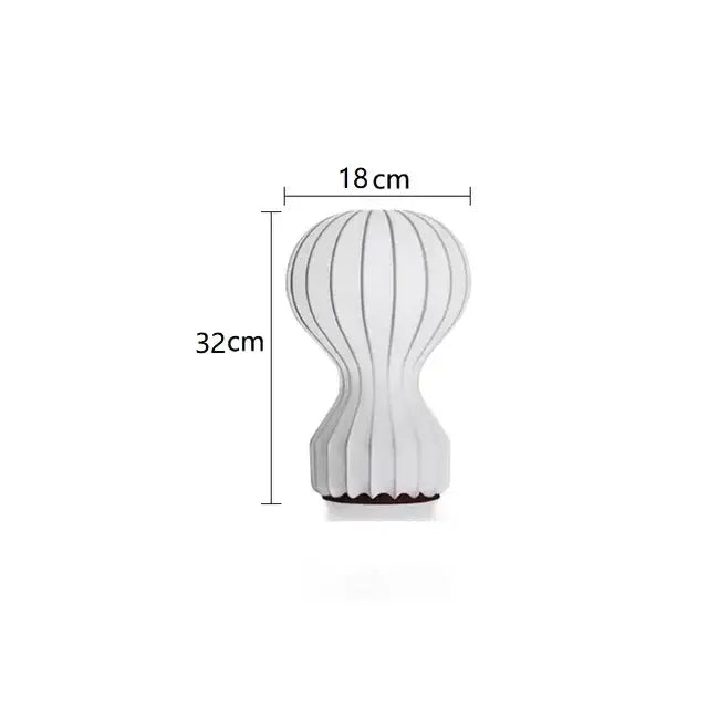 Nordic ribbed white silk table lamp for bedroom decor