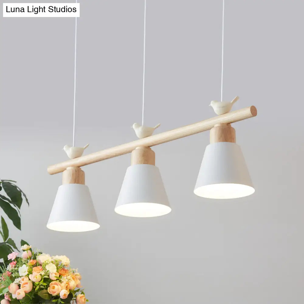 DecorBites™ Nordic Shaded Hanging Island Light Metal Pendant with Bird Decor - 3-Head Dining Room Drop