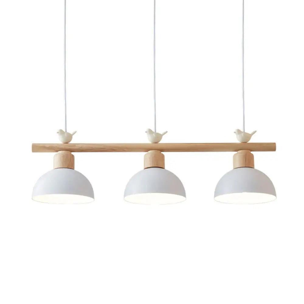DecorBites™ Nordic Shaded Hanging Island Light Metal Pendant with Bird Decor - 3-Head Dining Room Drop