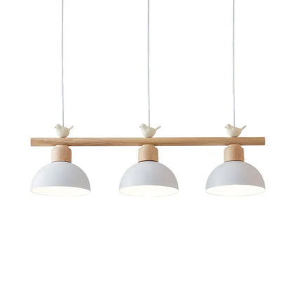 DecorBites™ Nordic Shaded Hanging Island Light Metal Pendant with Bird Decor - 3-Head Dining Room Drop