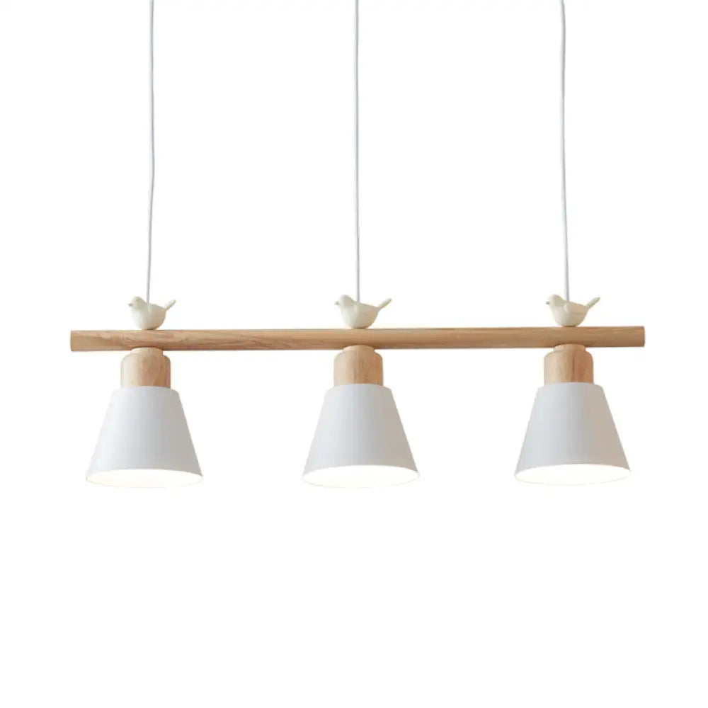 DecorBites™ Nordic Shaded Hanging Island Light Metal Pendant with Bird Decor - 3-Head Dining Room Drop