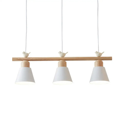DecorBites™ Nordic Shaded Hanging Island Light Metal Pendant with Bird Decor - 3-Head Dining Room Drop