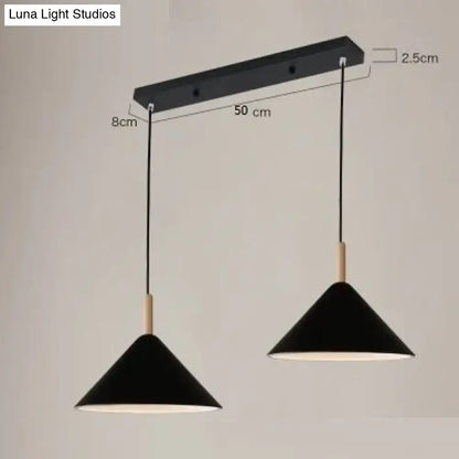 Nordic simple kitchen pendant light matte black conical led lamp