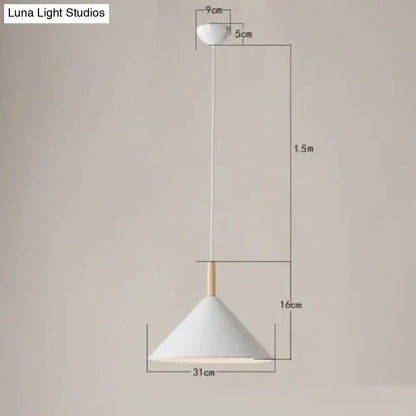 Nordic simple kitchen pendant light matte black conical led lamp
