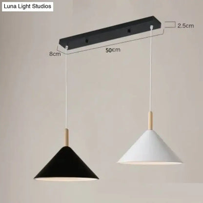 Nordic simple kitchen pendant light matte black conical led lamp