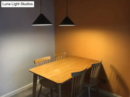 Nordic simple kitchen pendant light matte black conical led lamp
