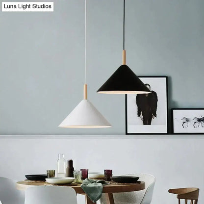 Nordic simple kitchen pendant light matte black conical led lamp