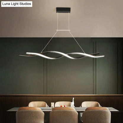 DecorBites™ Nordic Style Acrylic Twisted Island LED Pendant Light, Black Ceiling Fixture