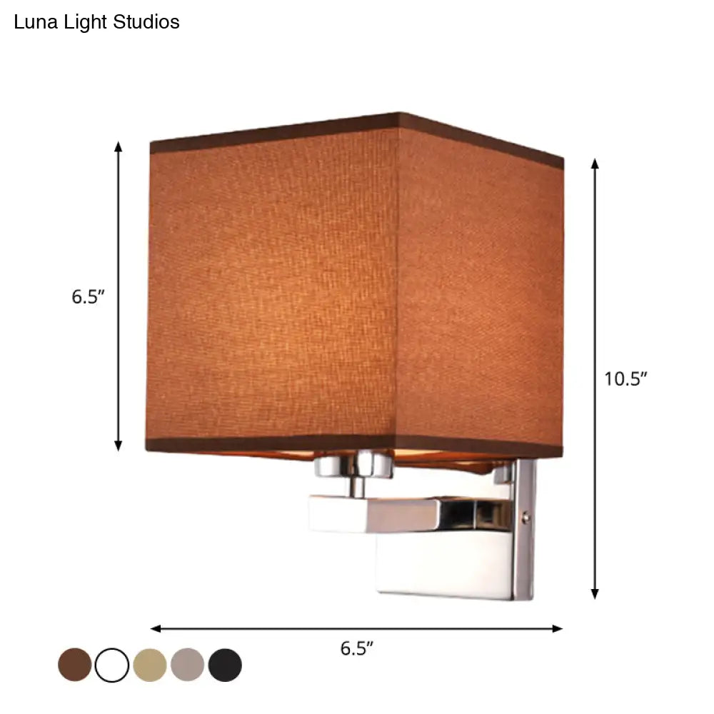 DecorBites™ Nordic Style Beige Cube Wall Light - 1 Head Fabric Wall Mounted Fixture for Bedroom