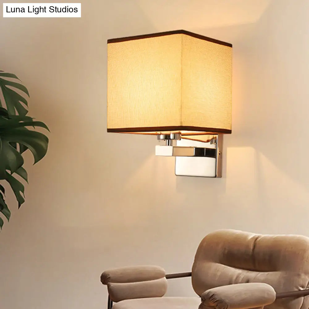 DecorBites™ Nordic Style Beige Cube Wall Light - 1 Head Fabric Wall Mounted Fixture for Bedroom