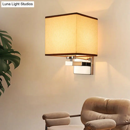 DecorBites™ Nordic Style Beige Cube Wall Light - 1 Head Fabric Wall Mounted Fixture for Bedroom