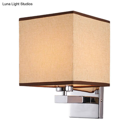 DecorBites™ Nordic Style Beige Cube Wall Light - 1 Head Fabric Wall Mounted Fixture for Bedroom
