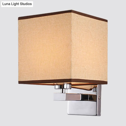 DecorBites™ Nordic Style Beige Cube Wall Light - 1 Head Fabric Wall Mounted Fixture for Bedroom
