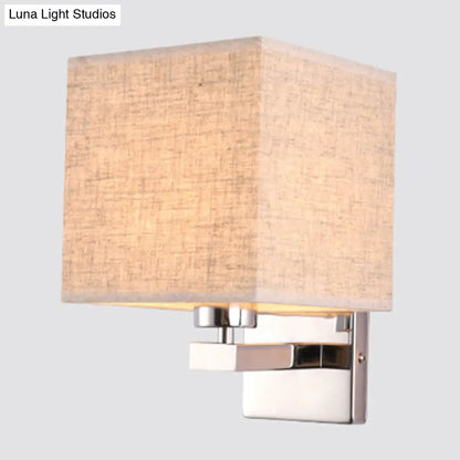 DecorBites™ Nordic Style Beige Cube Wall Light - 1 Head Fabric Wall Mounted Fixture for Bedroom