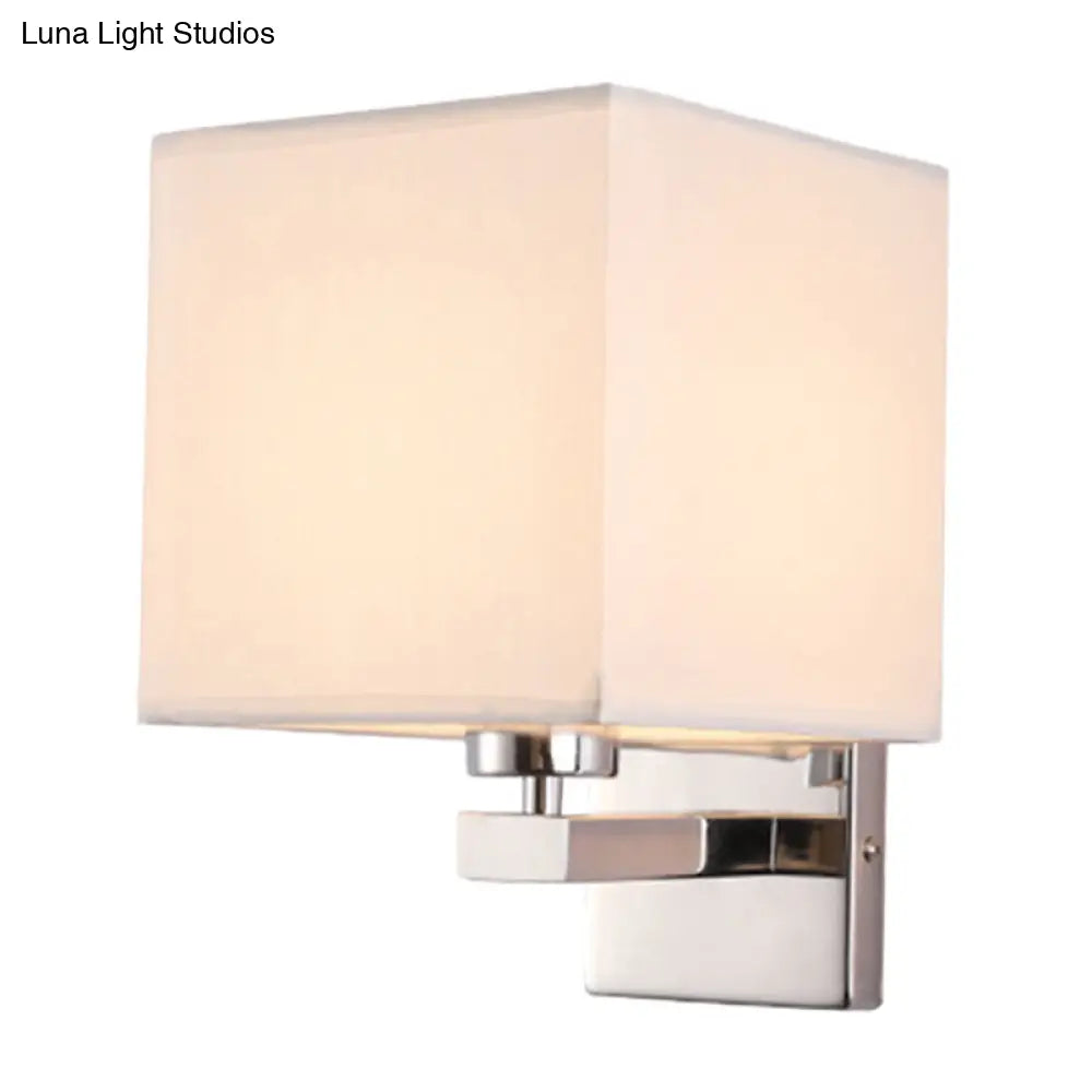 DecorBites™ Nordic Style Beige Cube Wall Light - 1 Head Fabric Wall Mounted Fixture for Bedroom