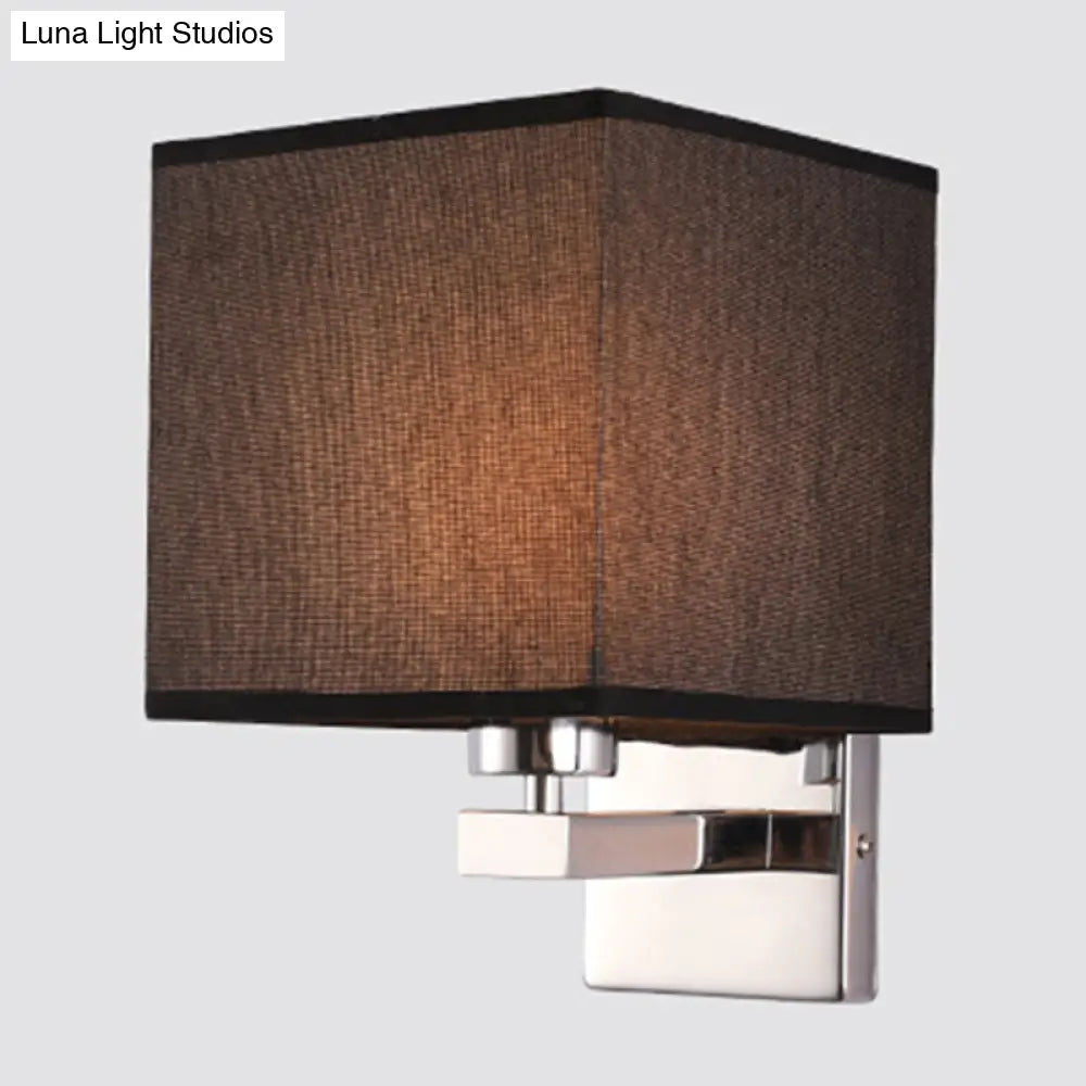 DecorBites™ Nordic Style Beige Cube Wall Light - 1 Head Fabric Wall Mounted Fixture for Bedroom
