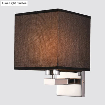 DecorBites™ Nordic Style Beige Cube Wall Light - 1 Head Fabric Wall Mounted Fixture for Bedroom